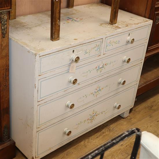 A painted pine chest of drawers W.100cm